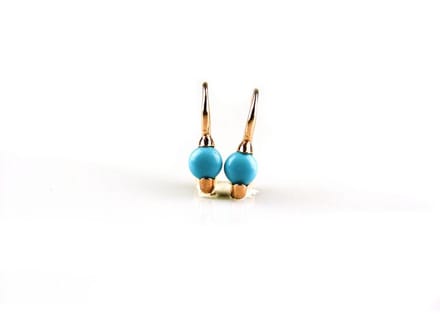 model Piccolo oorringen in zilver roze verguld cabochon turkoois