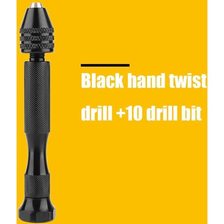 Mini Perceuse Manuelle en Aluminium avec Mandrin Sans Clé+10 Forets HSS Outils Rotatifs Travail du Bois