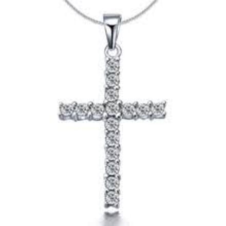 Ketting met hanger kruisje steentjes zilverkleur