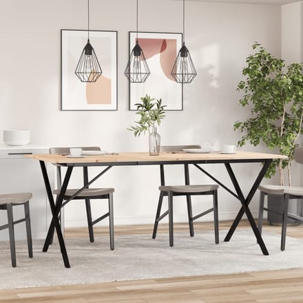vidaXL - Eettafel - X-frame - 180x90x75 - cm - massief - grenenhout - en - staal