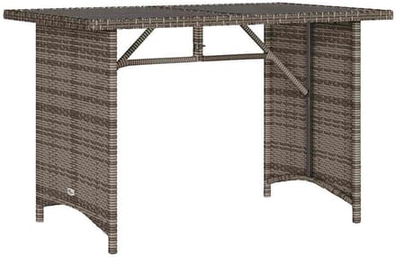Grijze Polyrotan Tuintafel met Glazen Tafelblad 110x68 cm