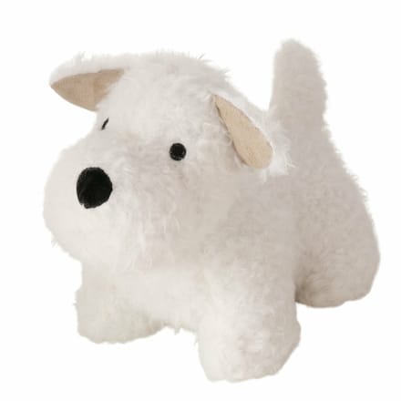 Boltze Deurstopper Hondje - 1 kg - wit - knuffeldier - H17 cm - deurstop - binnendeur en buitendeur