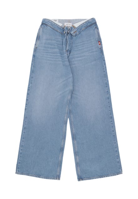 Jeans vrouw W roll up Jeans licht Denim