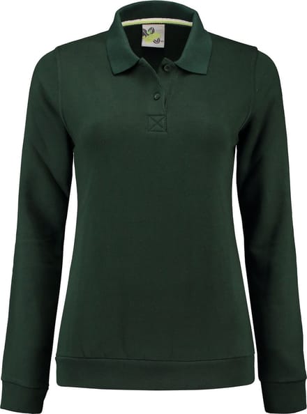 Lemon & Soda polosweater voor dames in de kleur forest green in de maat S.