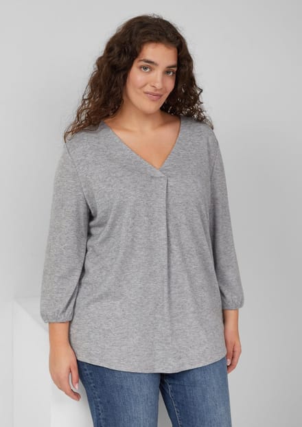 s.Oliver - female - Relaxed shirt met V-hals en elastische manchetten