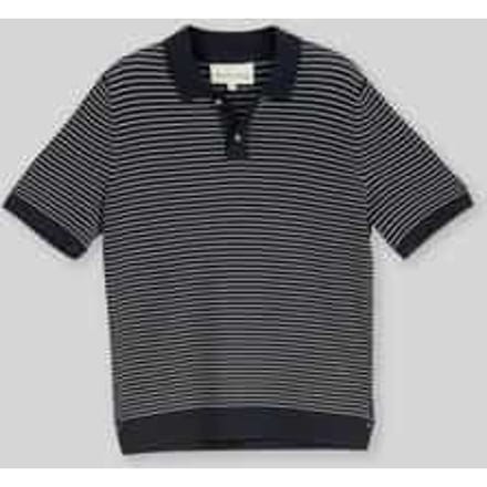 Tom Tailor - Gebreide trui met polokraag - Maat M - navy offwhite stripe
