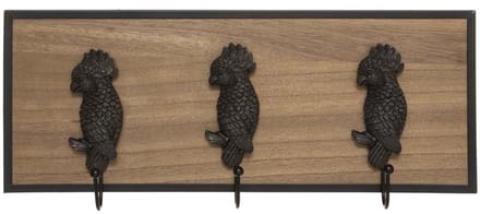 Houten muurjas vogels 3 haken - Fer|Hout - SILUMEN