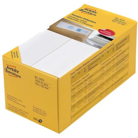 Frankeeretiket Zweckform wit - 163x43mm 2 et. per vel 500 vel