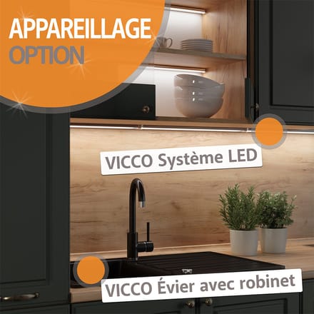 Vicco R-Line Eenpersoonskeuken – 140 cm, WB Eik Blauw-grijs/antraciet