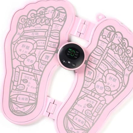 Masseur de Pieds Pliable Intelligence Automatique 6 Modes 9 Vitesses EMS Coussin Masseur de Pieds Électrique Rose rose