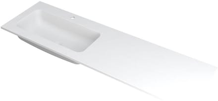 INK Faktor Wastafel Polystone Links met 1 Kraangat - 1600x450x15 mm - Mat Wit