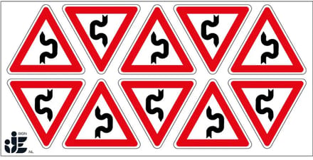 Dubbele S bocht rechts sticker | 5 cm - 10 stuks per vel