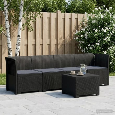 vidaXL - 4-Zits - Tuin - Sofa - met - Kussens - Rieten - Look - PP - Antraciet
