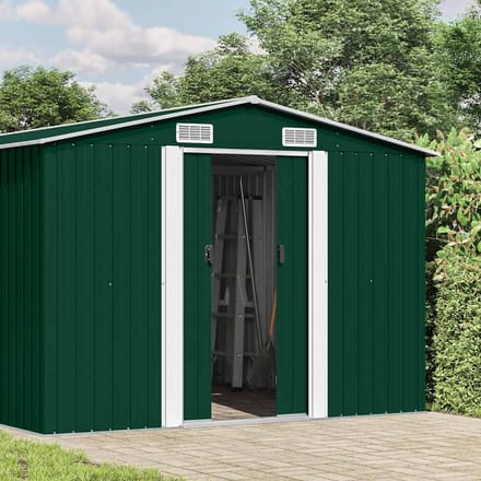 vidaXL - Tuinschuur - 257x392x181 - cm - metaal - groen