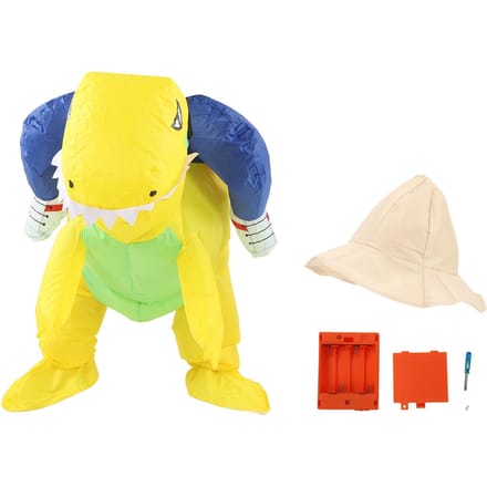 Geel Dinosaurus Opblaaskostuum Half Lichaam Model Vreemde Dinosaurus Vorm Opblaaskostuum Midden yellow