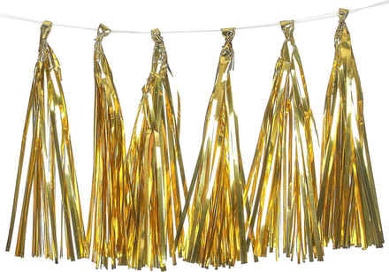 PARTYDECO - Metallic goudkleurige slinger met 12 franjes