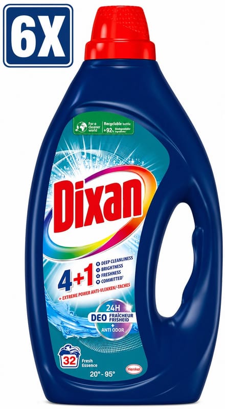 6 x Dixan - Vloeibaar wasmiddel - Fresh Blue - 32 wasbeurten