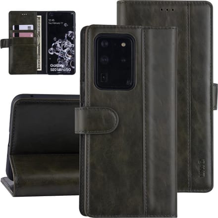 DonkerGroen hoesje Samsung Galaxy S20 Ultra - Book Case - PU leather