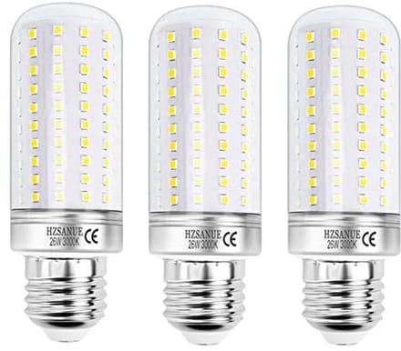 E27 LED Warm White Corn Lamp 26W - 200W Equivalent, 2900Lm, Non-Dimmable - Pack of 3