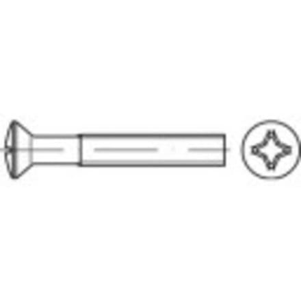 TOOLCRAFT 134678 Bolverzonken schroeven M8 40 mm Kruiskop Phillips DIN 966 Staal Galvanisch verzinkt 100 stuk(s)