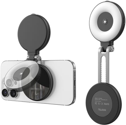 Telesin C03 MagSafe Selfie Light met spiegel – Zwart