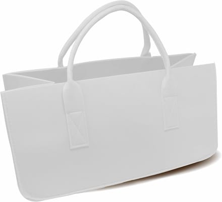 Vilten Opbergtas - Mand Krant Houder - Haardhout Opslag - Duurzaam Polyestervilt - 50x25x25 cm - Wit