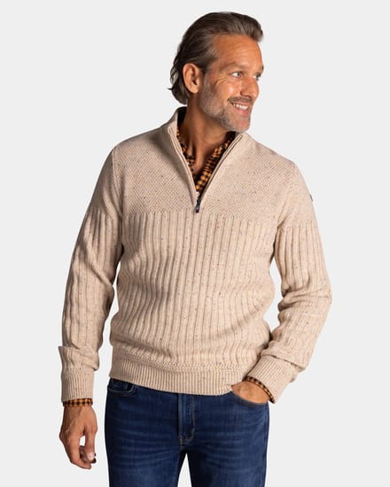 NZA half zip trui beige gebreid acryl