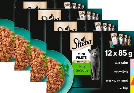 Sheba Kattenvoer - Mini Filets - Selectie van de Chef in Saus - Maaltijdzakjes 48x85g