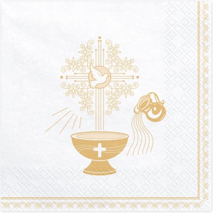 PartyDeco - Servetten - Holy Baptism, 33 x 33 cm, goud