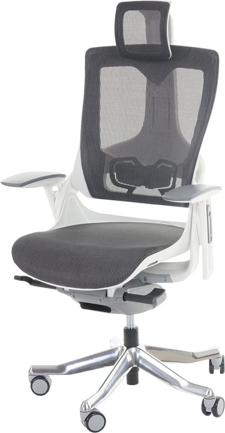 Bureaustoel MERRYFAIR Wau 2, bureaustoel draaistoel, bekleed/mesh, ergonomisch ~ zwart-grijs