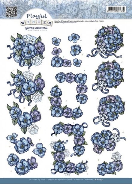 3D Knipvel - Yvonne Creations - Playful Winter - Snowflowers