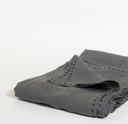 The Table Amsterdam Weave Tafelkleed - Linnen - B150 x L240 cm - Chia, Black