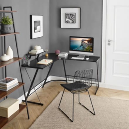 Xergonomic hoekbureau - bureau - comfortabel bureau - game bureau- gaming bureau - mooi design - zwart