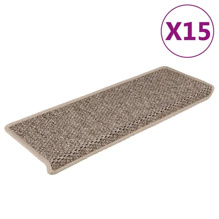 vidaXL - Trapmatten - zelfklevend - 15 - st - sisal-look - 65x21x4 - cm - donkerbeige