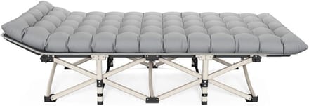 Opklapbed Volwassenen - Kampeerbed Draagbaar - Comfortabel Rusten - Extra Breed 80cm - 190x80cm - Parel Katoen
