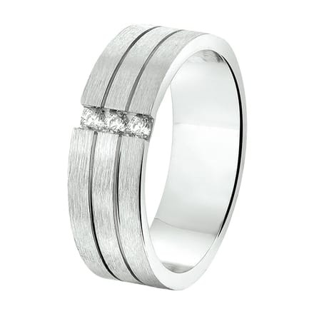 Zilver Gerhodineerde Ring A207 - 6 mm - met cz 1315503 17.00 mm (53)