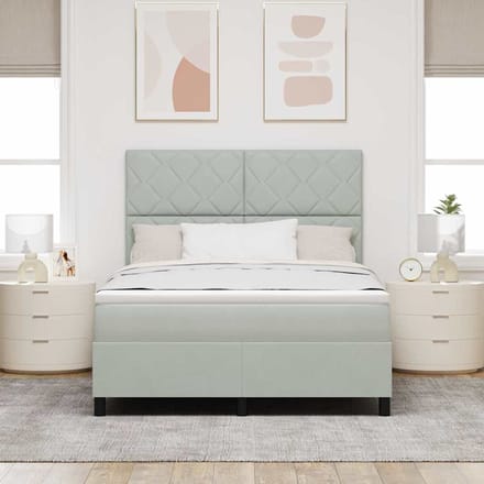 vidaXL - Boxspring - bed - met - hoofdeinde - Lichtgrijs - 140 - x - 190 - cm - Fluweel