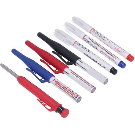 Ensemble Marqueur Crayon de Charpentier Multifonctionnel 6 Marqueurs à Longue Pointe pour Trous Profonds 1 Crayon de Menuisier avec white