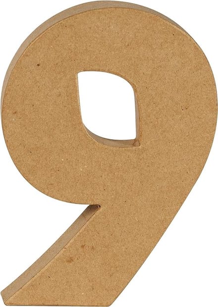 Decopatch cijfer - 20 cm - Papier marche - Cijfer 9