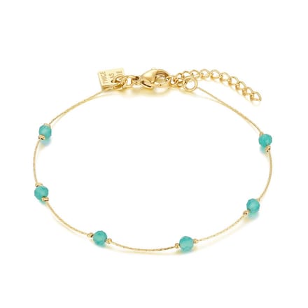 Twice As Nice Armband in goudkleurig edelstaal, groene steentjes 16cm+3cm