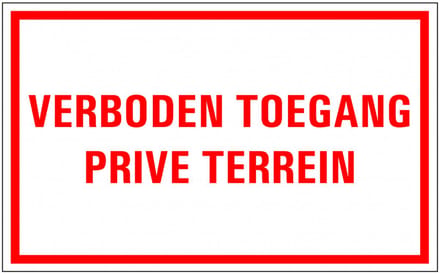 Verboden toegang privé terrein tekststicker 200 x 125 mm