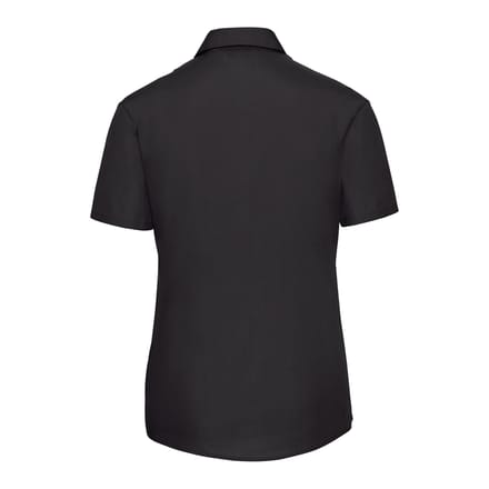 Russell Collection Dames/Dames Poplin Easy-Care Overhemd met Korte Mouwen (Zwart)