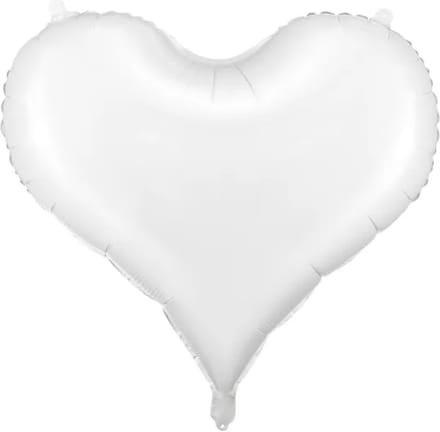 Partydeco - Folieballon Hart Wit - 61 x 53 cm