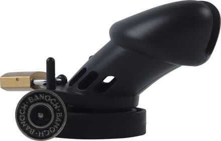 Banoch | Cockcage Black | siliconen | zwarte Chastity Cage met 5 ringen | small / medium