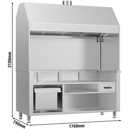 GGM Gastro Neutraal element voor houtskool-/gasgrill BERLIN - 1760mm - RVS zilver