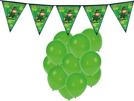 St. Patricks Day feestversiering - 25x ballonnen en 1x slinger - feestartikelen