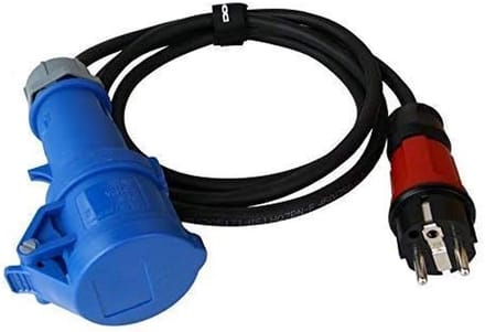 CEE Adapter Kabel - Stroomadapter Caravan - Camping Stroomvoorziening - 16A 230V Koppeling - 2 Meter - Zwart