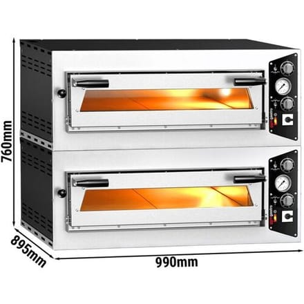 GGM Gastro (2 Stück) Elektro Pizzaofen - 4+4x 35cm - Manuell Zilver