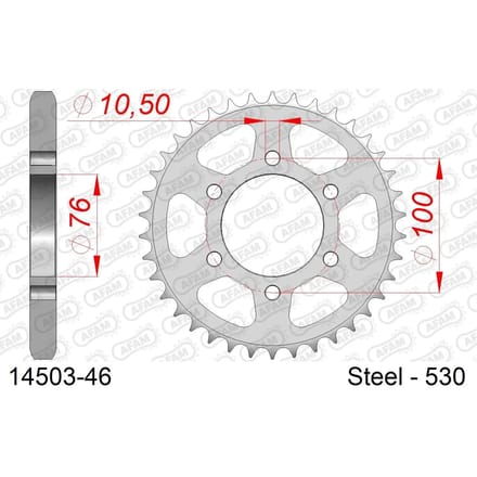 Stalen tandwiel Afam 530 46 dents