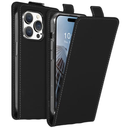 Accezz Hoesje - Geschikt voor Apple iPhone 15 Pro - Flipcase - Zwart